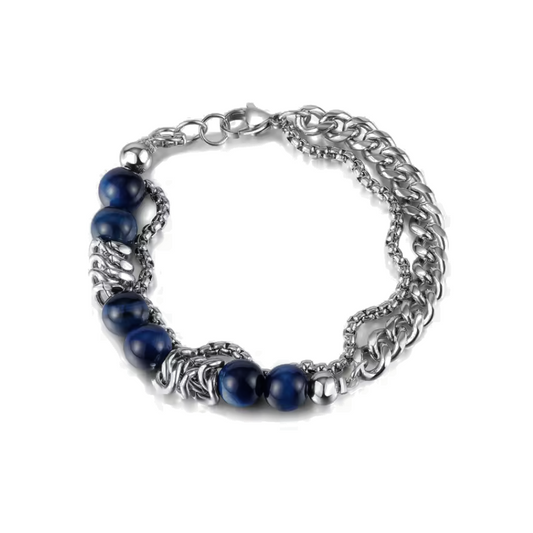 Blue Tiger's Eye Two-layered Bracelet