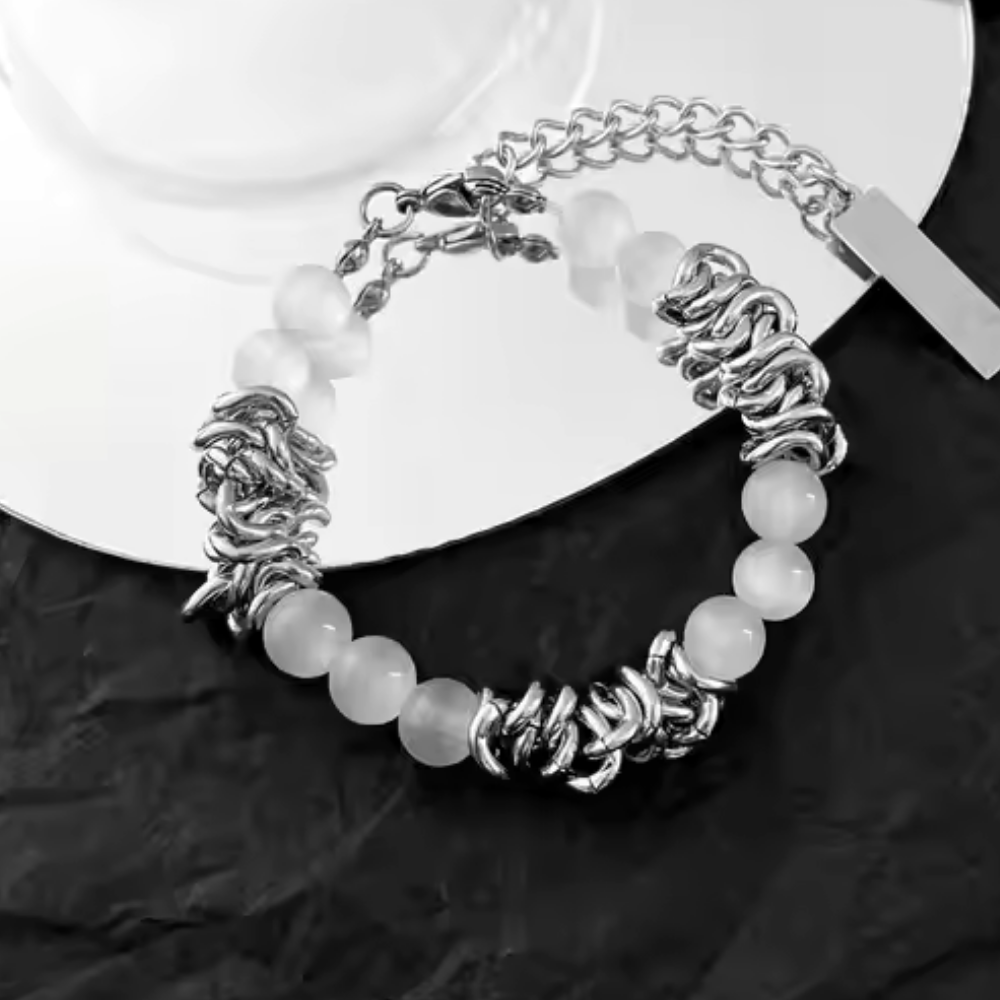 White Cat's Eye Stone Bracelet