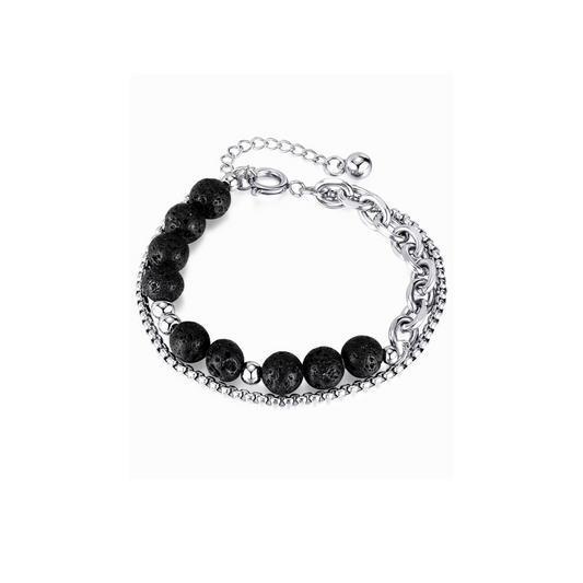 Lava Stone Two-layered Bracelet