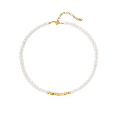 Pearl Choker with Gold beads