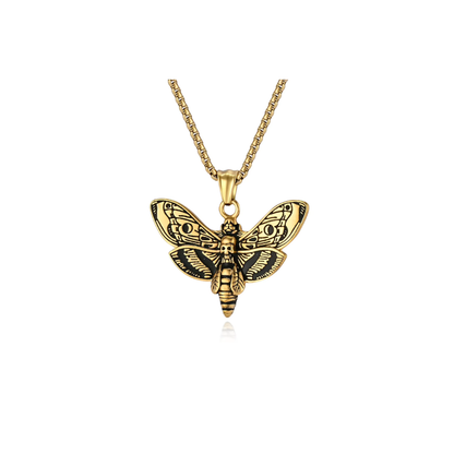 Skull Head Moth Pendant Necklace