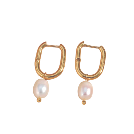 Minimalist Hoop Pearl Earrings