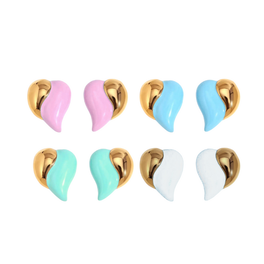 Two-color Inverted Heart Earrings