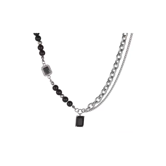 Black Onxy Double Chain Necklace