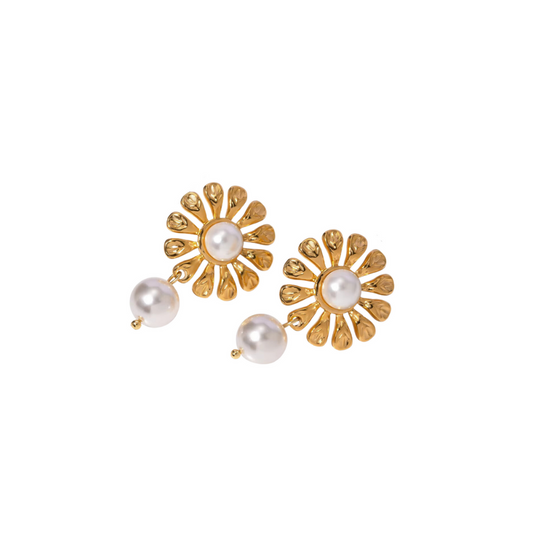 Sunflower Pearls Earrings